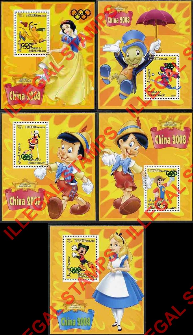 Somalia 2007 Disney Characters China 2008 Olympics Illegal Stamp Souvenir Sheets of 1 (Part 2) Somalia 2007 Disney Characters China 2008 Olympics Illegal Stamp Souvenir Sheets of 1 (Part 2)