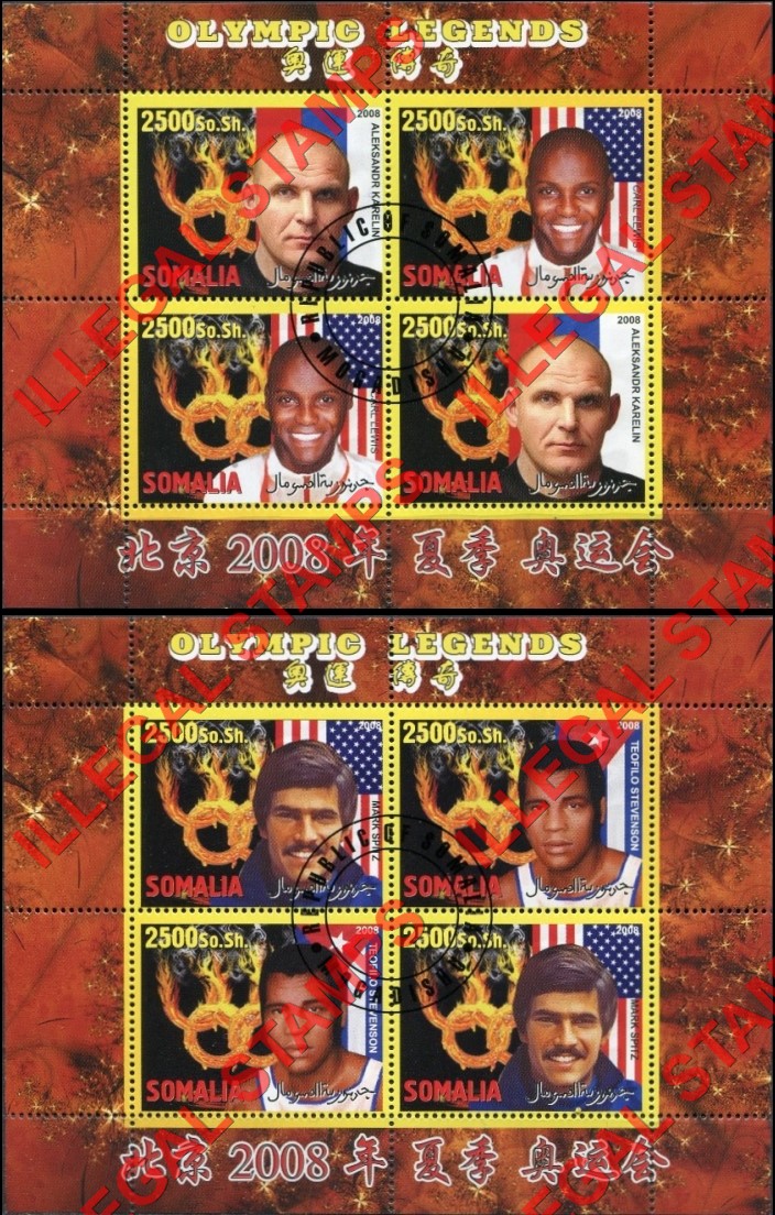 Somalia 2008 Olympic Legends Illegal Stamp Souvenir Sheets of 4 (Part 2) Somalia 2008 Olympic Legends Illegal Stamp Souvenir Sheets of 4 (Part 2)