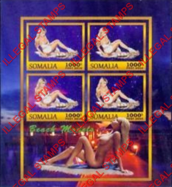 Somalia 2016 Beach Models Illegal Stamp Souvenir Sheet of 4 Somalia 2016 Beach Models Illegal Stamp Souvenir Sheet of 4