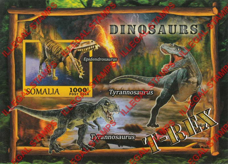 Somalia 2016 Dinosaurs Illegal Stamp Souvenir Sheet of 1 Somalia 2016 Dinosaurs Illegal Stamp Souvenir Sheet of 1