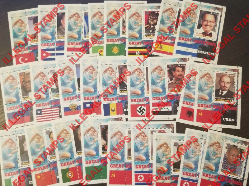 Somalia 2016 Great Dictators Illegal Stamp Souvenir Sheets of 1 Full Set Somalia 2016 Great Dictators Illegal Stamp Souvenir Sheets of 1 Full Set