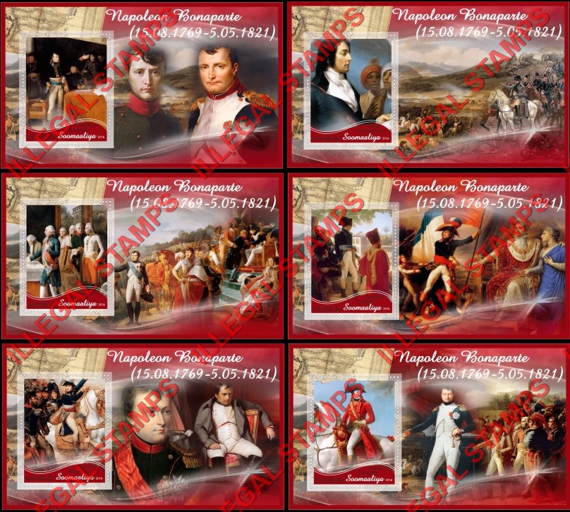 Somalia 2016 Napoleon Bonaparte (different) Illegal Stamp Souvenir Sheets of 1 Somalia 2016 Napoleon Bonaparte (different) Illegal Stamp Souvenir Sheets of 1