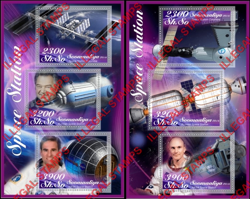 Somalia 2016 Space Stations Illegal Stamp Souvenir Sheets of 3 Somalia 2016 Space Stations Illegal Stamp Souvenir Sheets of 3