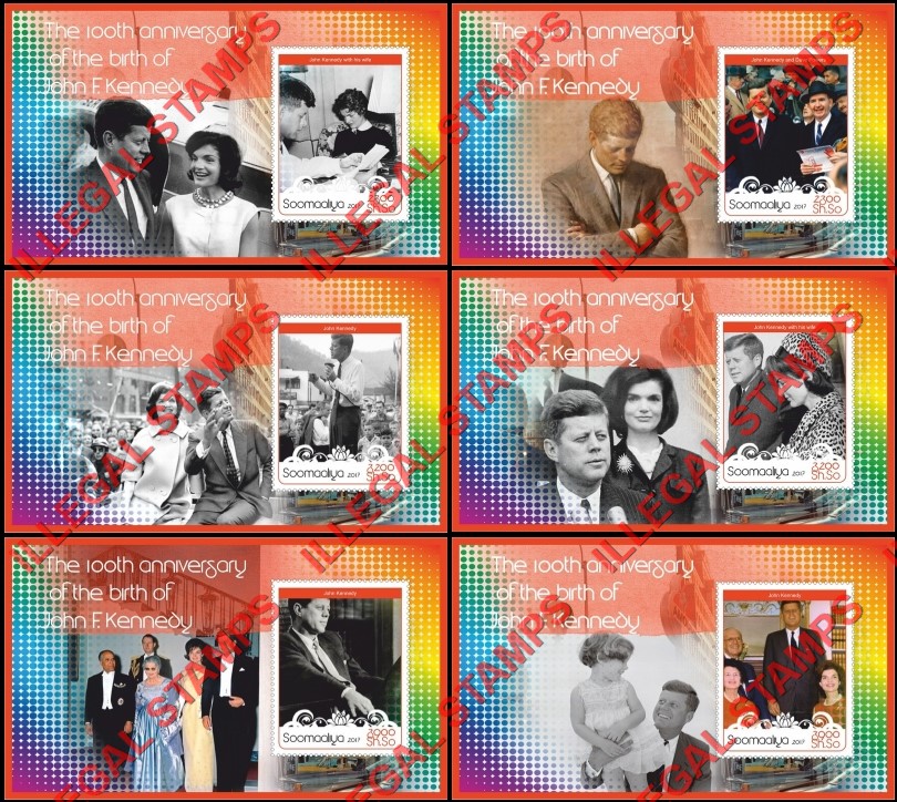Somalia 2017 John F. Kennedy Illegal Stamp Souvenir Sheets of 1 Somalia 2017 John F. Kennedy Illegal Stamp Souvenir Sheets of 1