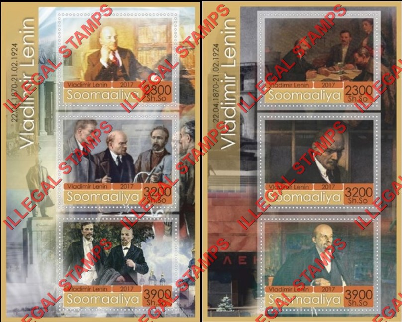 Somalia 2017 Lenin Illegal Stamp Souvenir Sheets of 3 Somalia 2017 Lenin Illegal Stamp Souvenir Sheets of 3
