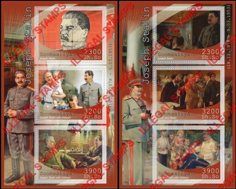 Somalia 2017 Stalin (different) Illegal Stamp Souvenir Sheets of 3 Somalia 2017 Stalin (different) Illegal Stamp Souvenir Sheets of 3