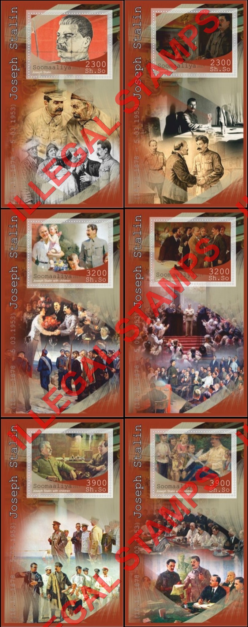 Somalia 2017 Stalin (different) Illegal Stamp Souvenir Sheets of 1 Somalia 2017 Stalin (different) Illegal Stamp Souvenir Sheets of 1
