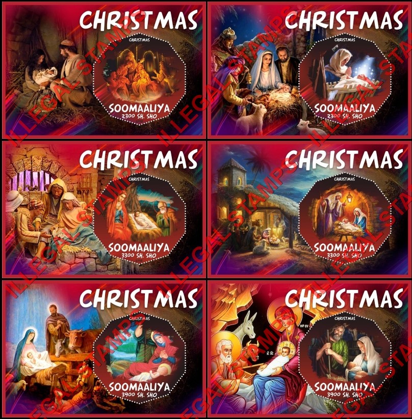 Somalia 2018 Christmas Paintings Illegal Stamp Souvenir Sheets of 1 Somalia 2018 Christmas Paintings Illegal Stamp Souvenir Sheets of 1