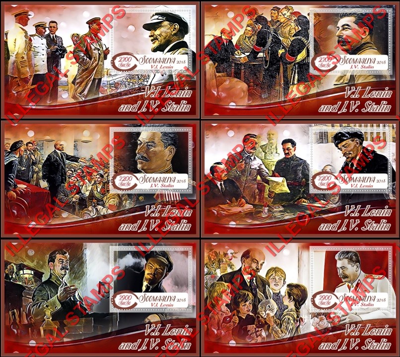 Somalia 2018 Lenin and Stalin Illegal Stamp Souvenir Sheets of 1 Somalia 2018 Lenin and Stalin Illegal Stamp Souvenir Sheets of 1