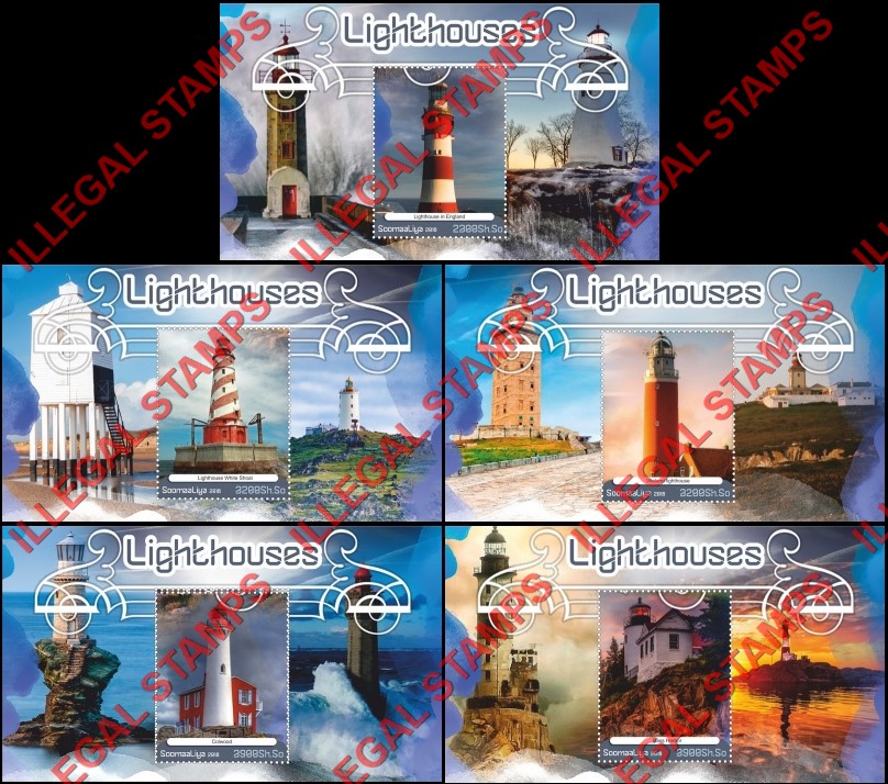 Somalia 2018 Lighthouses Illegal Stamp Souvenir Sheets of 1 Somalia 2018 Lighthouses Illegal Stamp Souvenir Sheets of 1