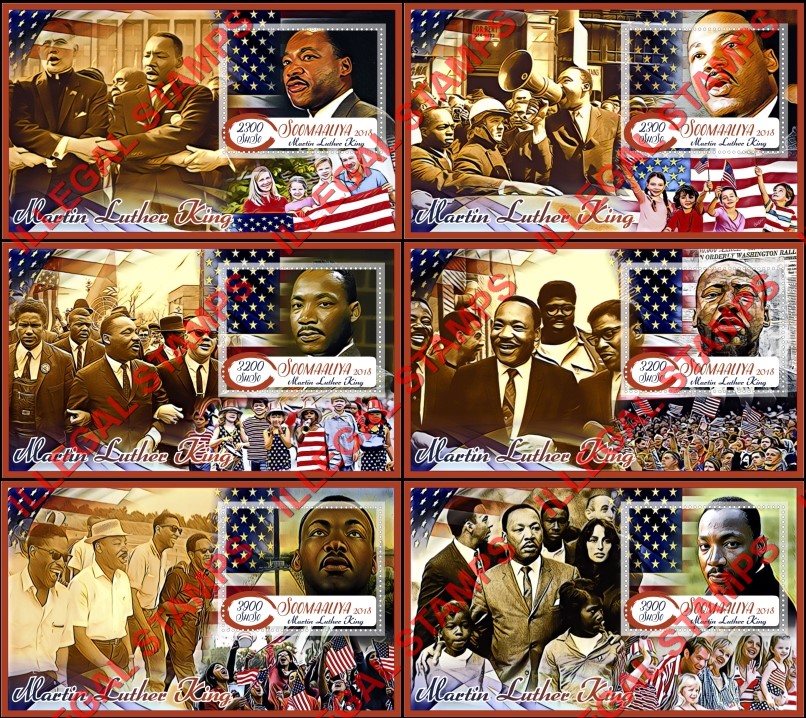 Somalia 2018 Martin Luther King Illegal Stamp Souvenir Sheets of 1 Somalia 2018 Martin Luther King Illegal Stamp Souvenir Sheets of 1