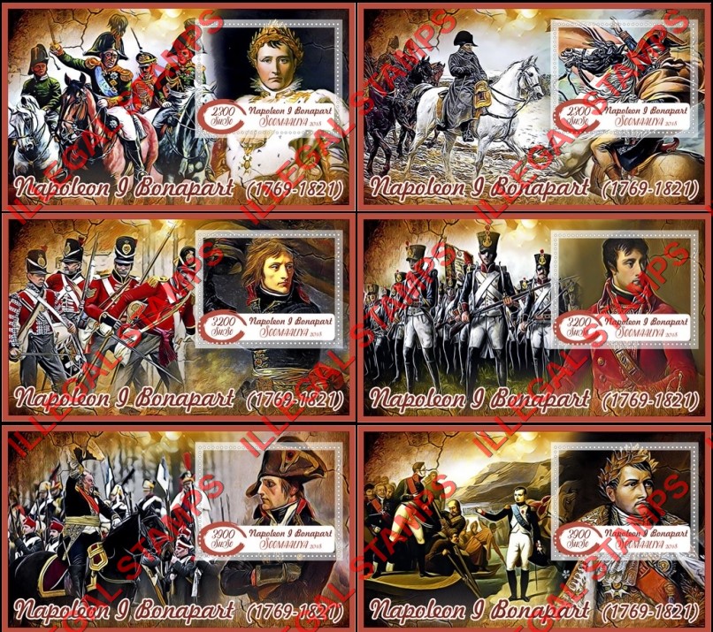 Somalia 2018 Napoleon Bonaparte Illegal Stamp Souvenir Sheets of 1 Somalia 2018 Napoleon Bonaparte Illegal Stamp Souvenir Sheets of 1