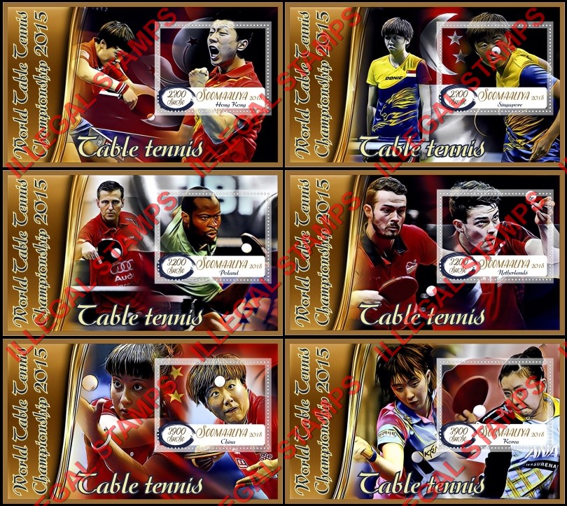 Somalia 2018 Table Tennis Illegal Stamp Souvenir Sheets of 1 Somalia 2018 Table Tennis Illegal Stamp Souvenir Sheets of 1