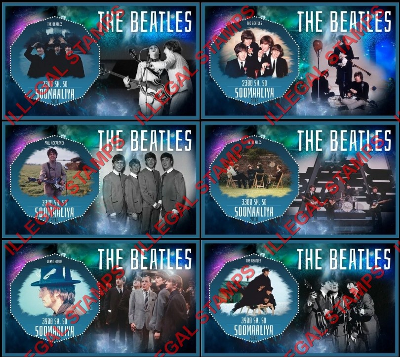 Somalia 2018 The Beatles Illegal Stamp Souvenir Sheets of 1 Somalia 2018 The Beatles Illegal Stamp Souvenir Sheets of 1