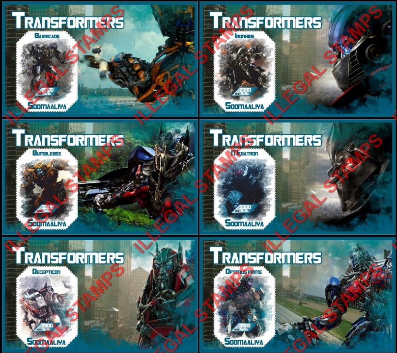 Somalia 2018 Transformers Illegal Stamp Souvenir Sheets of 1 Somalia 2018 Transformers Illegal Stamp Souvenir Sheets of 1