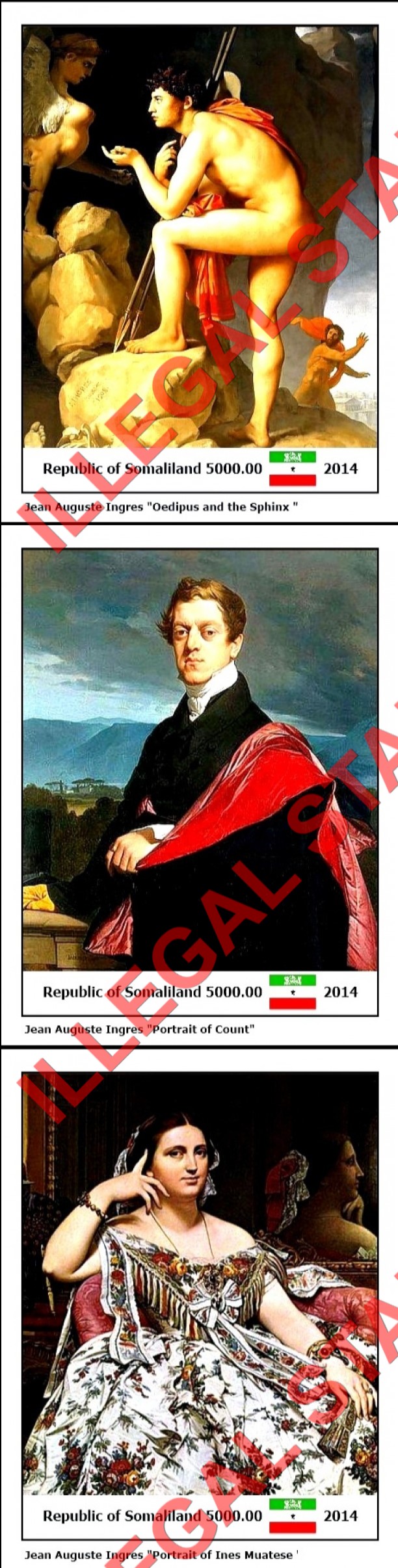Somaliland 2014 Paintings by Jean Auguste Ingres Illegal Stamp Souvenir Sheets of 1 (Part 3) Somaliland 2014 Paintings by Jean Auguste Ingres Illegal Stamp Souvenir Sheets of 1 (Part 3)
