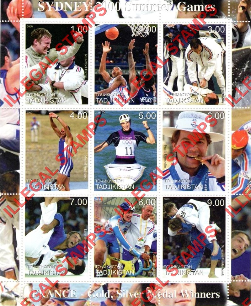 Tajikistan 2000 Sydney Summer Olympic Games Illegal Stamp Souvenir Sheets of 9 (Sheet 3)