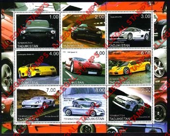 Tajikistan 2001 Modern Sports Cars Illegal Stamp Souvenir Sheet of 9 Tajikistan 2001 Modern Sports Cars Illegal Stamp Souvenir Sheet of 9