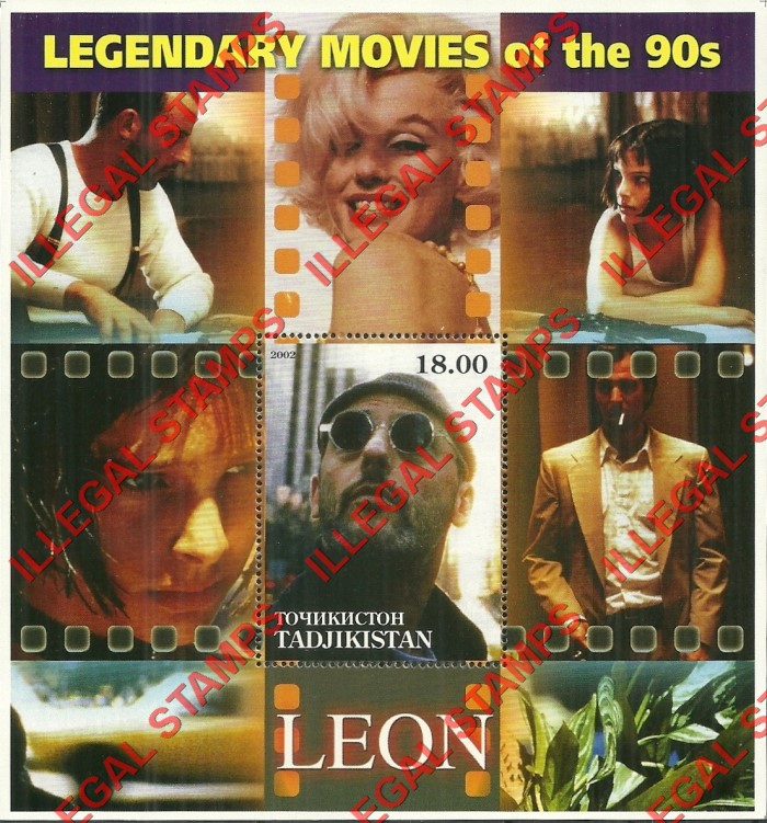 Tajikistan 2002 Legendary Movies of the 90's Leon Illegal Stamp Souvenir Sheet of 1