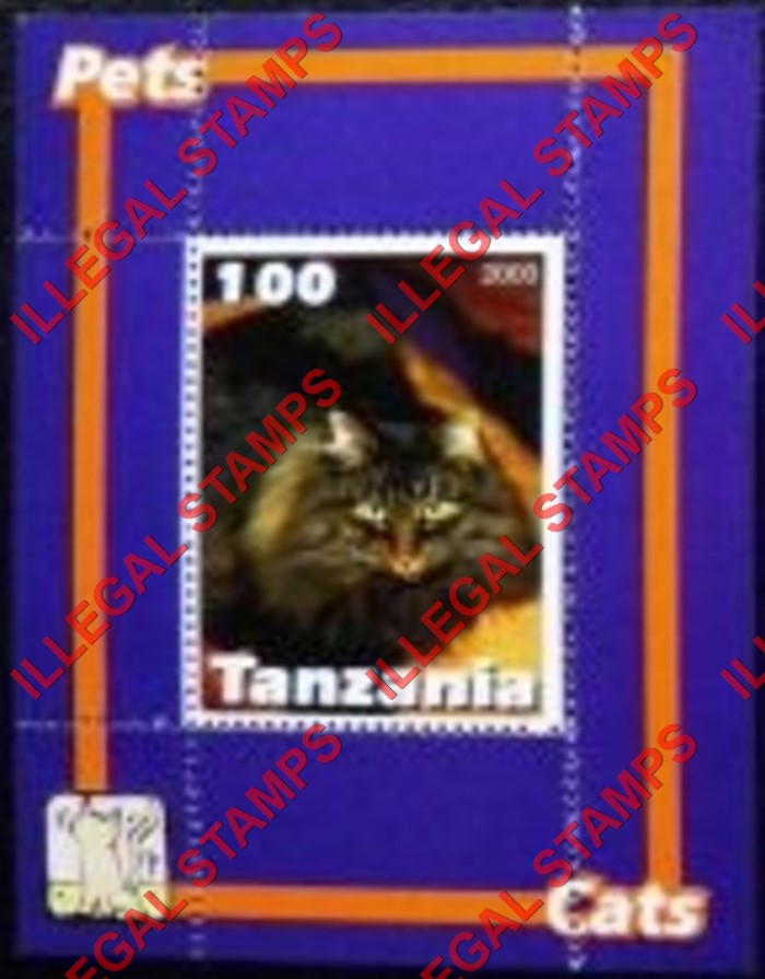 Tanzania 2003 Cats Illegal Stamp Souvenir Sheet of 1 Tanzania 2003 Cats Illegal Stamp Souvenir Sheet of 1