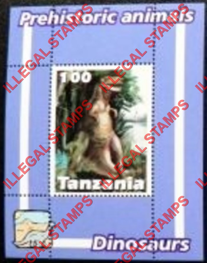 Tanzania 2003 Dinosaurs Illegal Stamp Souvenir Sheet of 1 Tanzania 2003 Dinosaurs Illegal Stamp Souvenir Sheet of 1