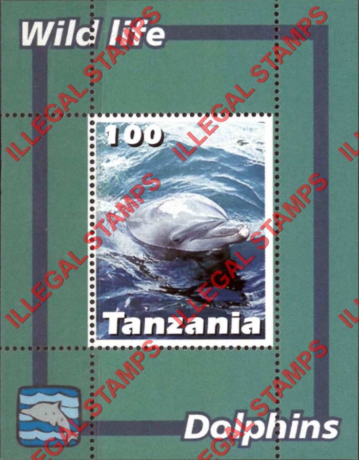 Tanzania 2003 Dolphins Illegal Stamp Souvenir Sheet of 1 Tanzania 2003 Dolphins Illegal Stamp Souvenir Sheet of 1