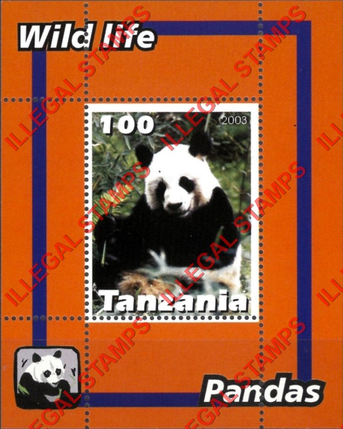 Tanzania 2003 Pandas Illegal Stamp Souvenir Sheet of 1 Tanzania 2003 Pandas Illegal Stamp Souvenir Sheet of 1