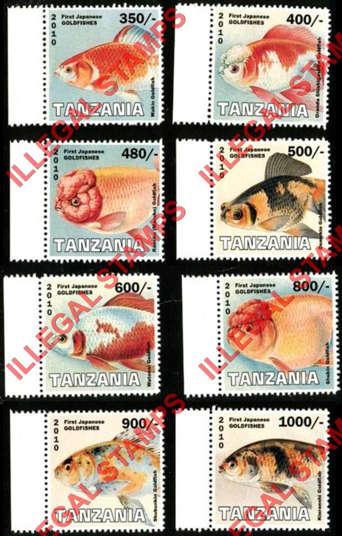 Tanzania 2010 First Japanese Goldfish Illegal Stamp Set of 8 Tanzania 2010 First Japanese Goldfish Illegal Stamp Set of 8