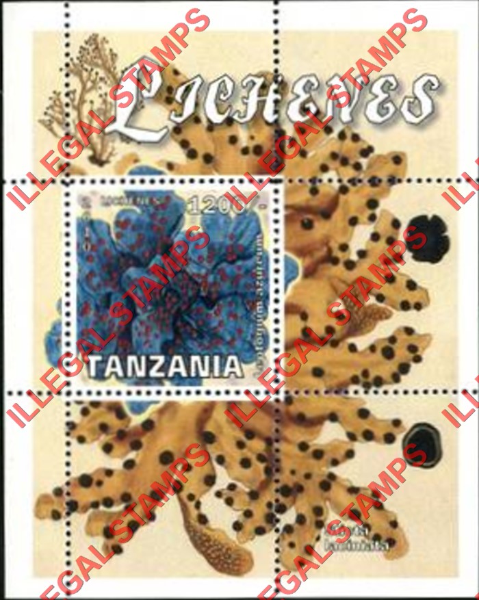 Tanzania 2010 Lichenes Illegal Stamp Souvenir Sheet of 1 Tanzania 2010 Lichenes Illegal Stamp Souvenir Sheet of 1