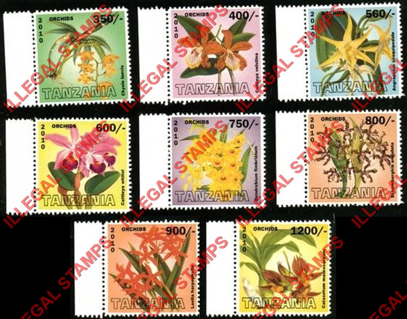 Tanzania 2010 Orchids Illegal Stamp Set of 8 Tanzania 2010 Orchids Illegal Stamp Set of 8