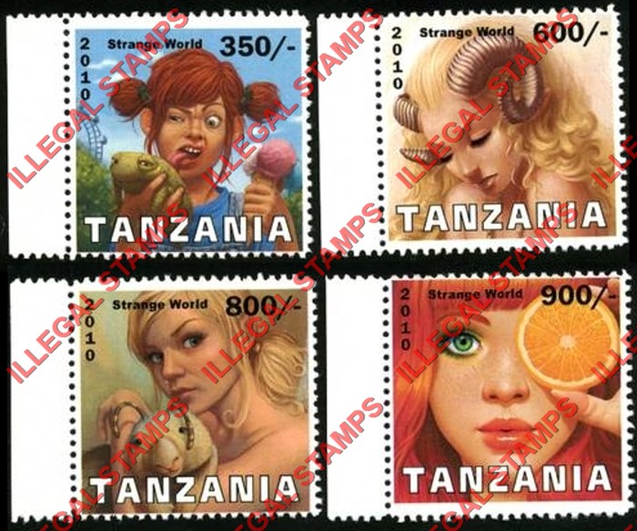 Tanzania 2010 Strange World Illegal Stamp Set of 4 Tanzania 2010 Strange World Illegal Stamp Set of 4