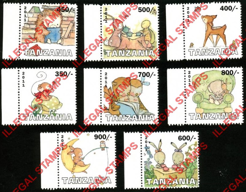 Tanzania 2011 Children's Cartoons Illegal Stamp Set of 8 Tanzania 2011 Children's Cartoons Illegal Stamp Set of 8