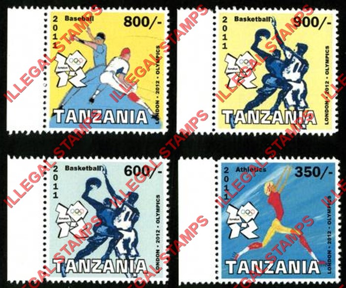 Tanzania 2011 Olympic Games in London in 2012 Illegal Stamp Set of 4 Tanzania 2011 Olympic Games in London in 2012 Illegal Stamp Set of 4