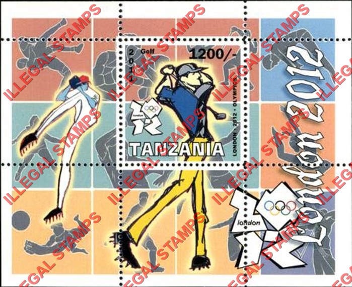 Tanzania 2011 Olympic Games in London in 2012 Illegal Stamp Souvenir Sheet of 1 Tanzania 2011 Olympic Games in London in 2012 Illegal Stamp Souvenir Sheet of 1