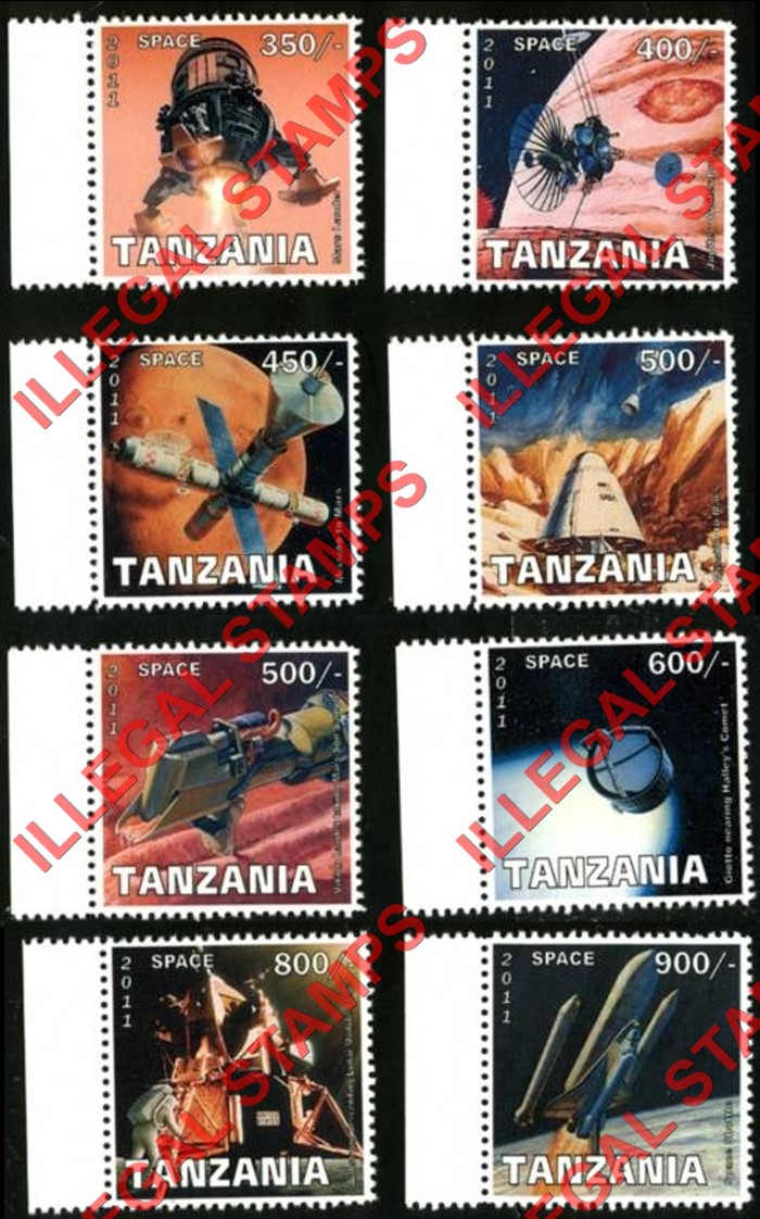 Tanzania 2011 Space Illegal Stamp Set of 8 Tanzania 2011 Space Illegal Stamp Set of 8