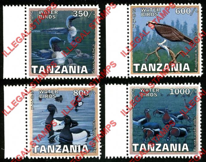 Tanzania 2011 Water Birds Illegal Stamp Set of 4 Tanzania 2011 Water Birds Illegal Stamp Set of 4