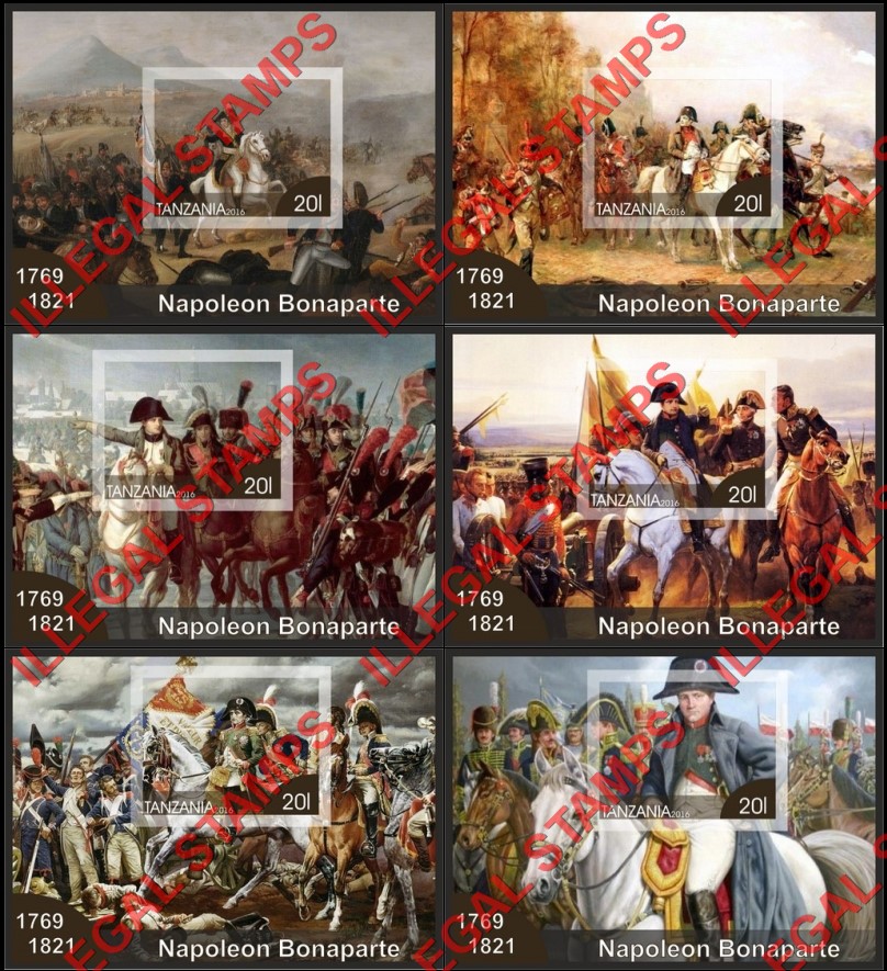 Tanzania 2016 Napoleon Bonaparte Illegal Stamp Souvenir Sheets of 1
