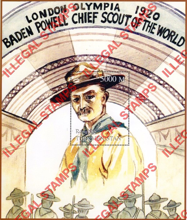 Turkmenistan 1998 Baden Powell Scouts Illegal Stamp Souvenir Sheet of 1 Turkmenistan 1998 Baden Powell Scouts Illegal Stamp Souvenir Sheet of 1