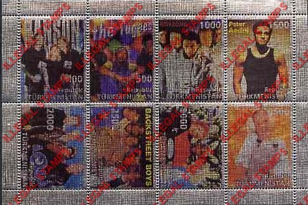 Turkmenistan 1998 Pop Stars Illegal Stamp Souvenir Sheet of 8 on Metallic Foil Turkmenistan 1998 Pop Stars Illegal Stamp Souvenir Sheet of 8 on Metallic Foil