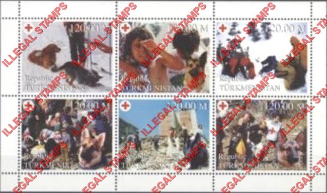 Turkmenistan 1999 Red Cross Illegal Stamp Souvenir Sheet of 6 Turkmenistan 1999 Red Cross Illegal Stamp Souvenir Sheet of 6