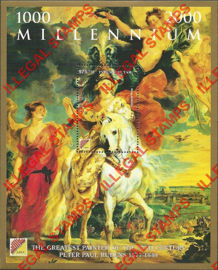 Turkmenistan 2000 Millennium Marie de Medici by Rubens Illegal Stamp Souvenir Sheet of 1