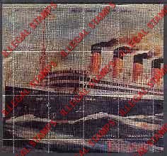 Turkmenistan 2000 Titanic Illegal Stamp Souvenir Sheet of 9 on Metallic Foil