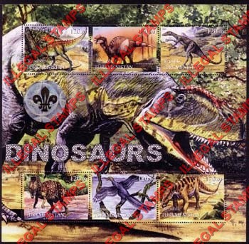 Turkmenistan 2001 Dinosaurs with Hologram Scouts Logo Illegal Stamp Souvenir Sheet of 6 Turkmenistan 2001 Dinosaurs with Hologram Scouts Logo Illegal Stamp Souvenir Sheet of 6