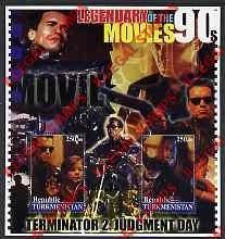 Turkmenistan 2002 Legendary Movies of the 90's Terminator 2 Judgement Day Illegal Stamp Souvenir Sheet of 2 Turkmenistan 2002 Legendary Movies of the 90's Terminator 2 Judgement Day Illegal Stamp Souvenir Sheet of 2