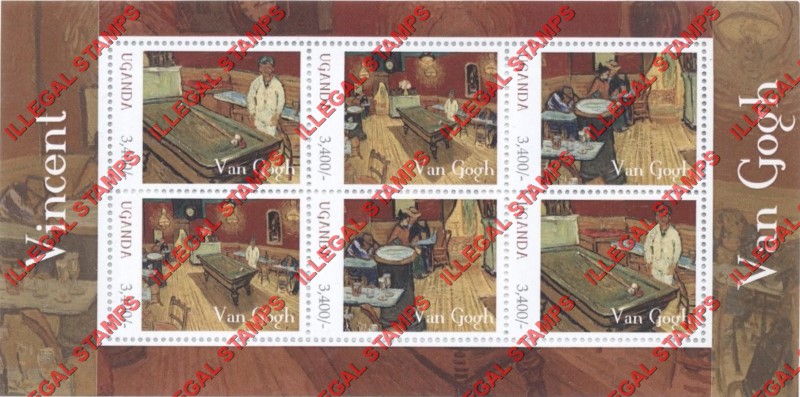 Uganda 2012 Paintings by Vincent Van Gogh Illegal Stamp Souvenir Sheet of 6 (Sheet 1) Uganda 2012 Paintings by Vincent Van Gogh Illegal Stamp Souvenir Sheet of 6 (Sheet 1)