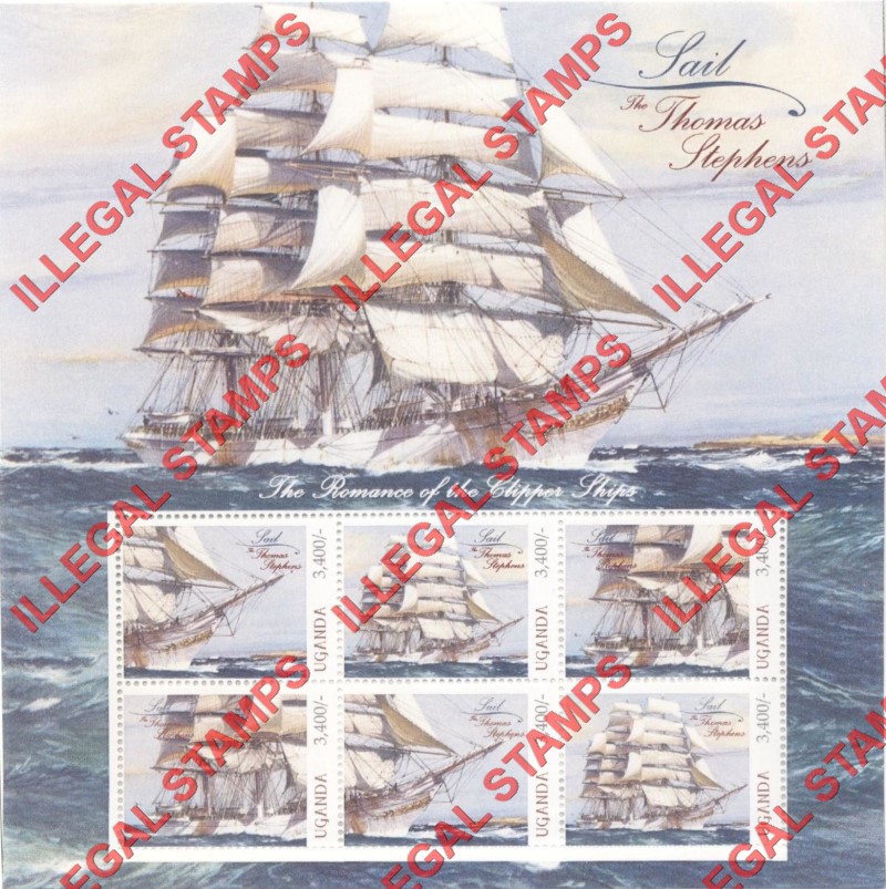 Uganda 2012 Sailing Ships Illegal Stamp Souvenir Sheet of 6 (Sheet 2) Uganda 2012 Sailing Ships Illegal Stamp Souvenir Sheet of 6 (Sheet 2)
