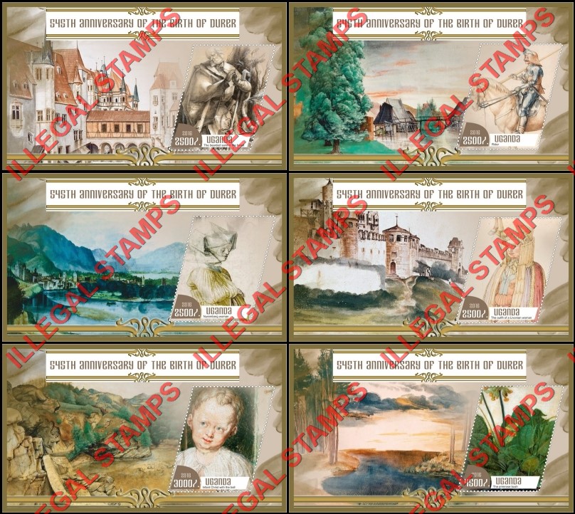 Uganda 2016 Birth of Durer Illegal Stamp Souvenir Sheets of 1 Uganda 2016 Birth of Durer Illegal Stamp Souvenir Sheets of 1