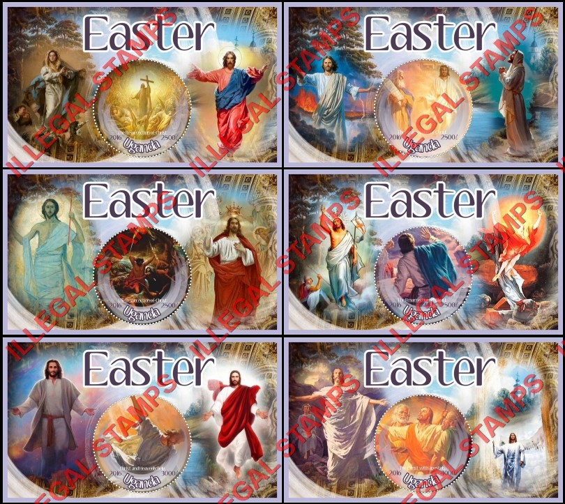 Uganda 2016 Easter Paintings Illegal Stamp Souvenir Sheets of 1 Uganda 2016 Easter Paintings Illegal Stamp Souvenir Sheets of 1