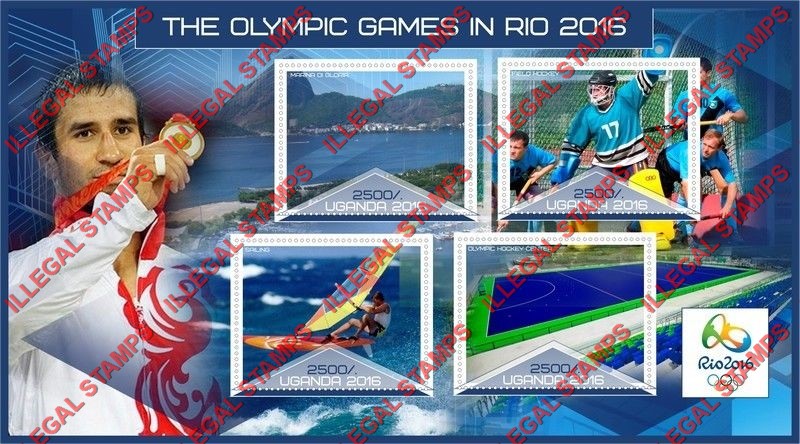 Uganda 2016 Olympic Games in Rio Illegal Stamp Souvenir Sheet of 4 Uganda 2016 Olympic Games in Rio Illegal Stamp Souvenir Sheet of 4