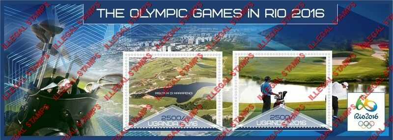 Uganda 2016 Olympic Games in Rio Illegal Stamp Souvenir Sheet of 2 Uganda 2016 Olympic Games in Rio Illegal Stamp Souvenir Sheet of 2